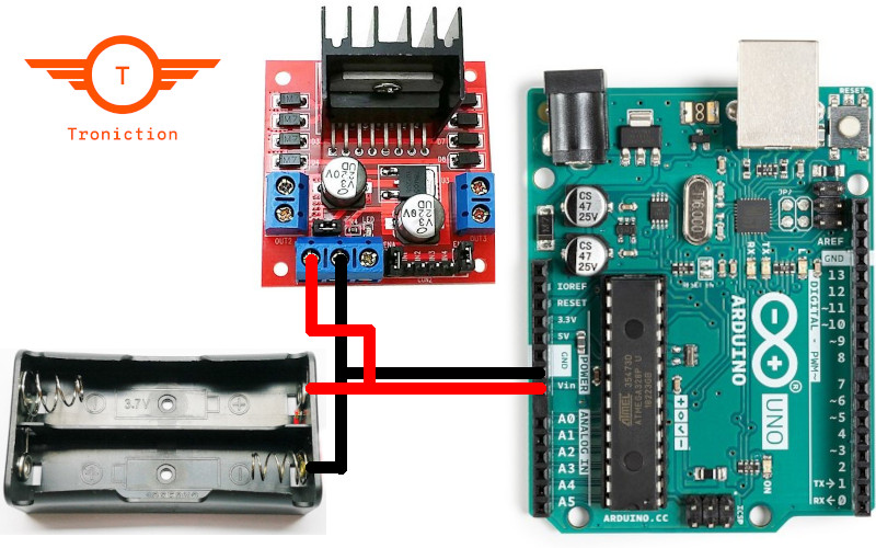 Powering Troniction car with Rechargeable Batteries 3.7V