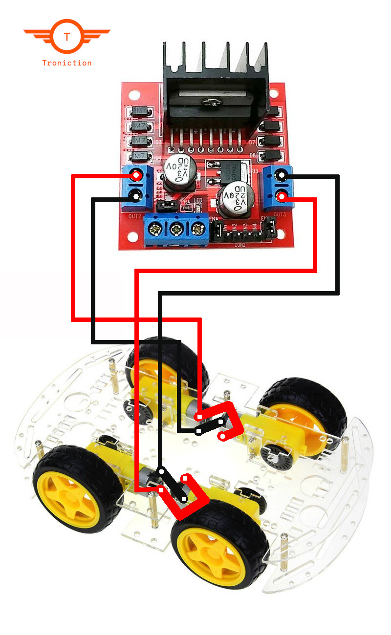 Wiring Motor Driver L298N to Gear Motors of the Chasis